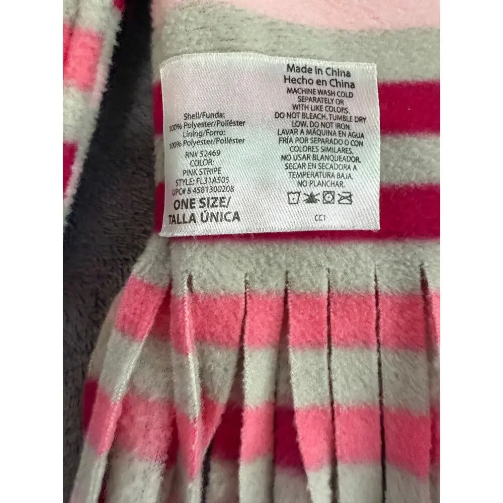 No Bounderies Womens Fleece Scarf OS Pink Cream Stripes Winter Wrap